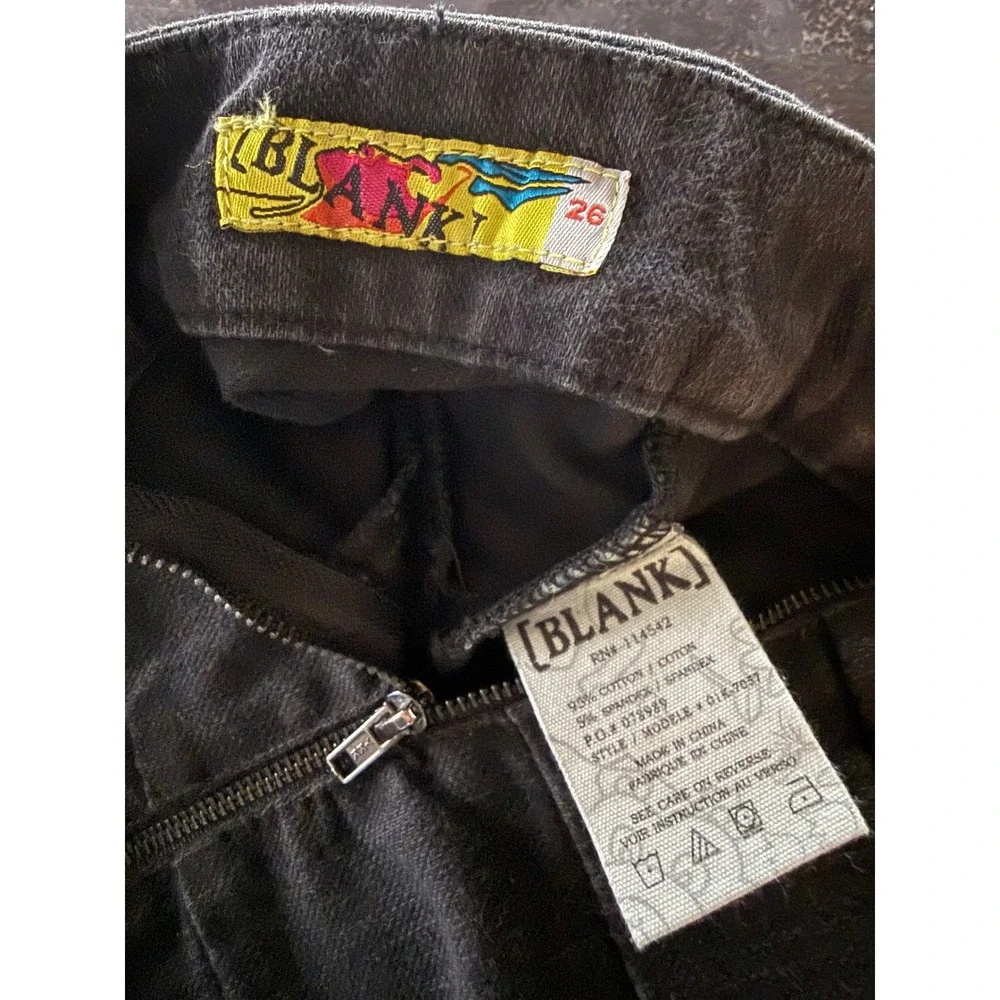 Blank NYC Black Denim Bandage Mini Skirt‎ Size 26 Tiered Zip Back 01K-7057